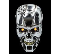 Figuren-Shop.de Original Terminator Skull - Lampada LED da parete in rilievo, Argento, 24 cm x 14,5 cm x 12 cm, Occhi illuminati a LED, 20° Anniversario Terminator 2: Judgement Day