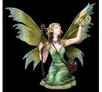 Figuren Shop GmbH Elarwen, fata naturale con drago, decorazione fantasy dipinta a mano (34,5 cm) - Tales of Aurelion Collection - Idea regalo per gli appassionati della natura e della fantasia
