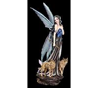 Figuren shop gmbh Elfi Figura Fantasia - Mohammed con Lupi Fata, Fairy, Angelo, Figura-Decorativa, Articolo Decorazione, Statua, Scultura, H 25 CM