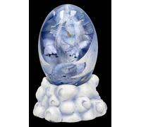 Figuren Shop GmbH Figura dell'uovo di drago - Drago aereo blu nell'uovo - Figura di drago dipinto a mano (10 cm) - Tales of Aurelion Collection - Idea regalo per gli appassionati di aria ed elementi
