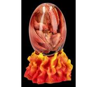 Figuren Shop GmbH Figura dell'uovo di drago - Drago di fuoco rosso nell'uovo di fiamma, dipinto a mano (11 cm) - Tales of Aurelion Collection - Idea regalo per gli appassionati di fuoco e draghi