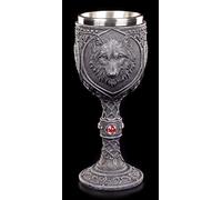 Figuren Shop GmbH Gotico Calice - Notte Lupo con Rossi Pietre Preziose Fantasy-Trinkkelch, Dipinto a Mano