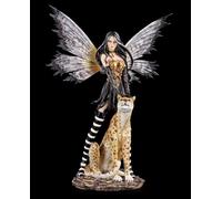 Figuren Shop GmbH Leora - Statuetta di leopardo con leopardo, 65 cm, dipinto a mano, corsetto leopardo e ali