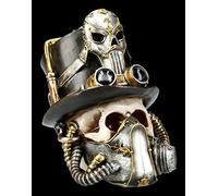 Figuren Shop GmbH Steampunk Teschio - Breath Facile Fantasy Skull, Toten-Schädel, Figura Decorativa, Statua, Scultura, H 20 CM
