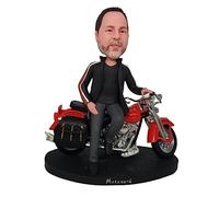 Figurina Bobblehead Personalizzata Regali Bambola Motociclista Personalizzati per Papà Fidanzato Marito Capo Ufficio Collega,Dettagli Squisiti,Scultura Fatta a Mano da Collezione per Cruscotto Auto