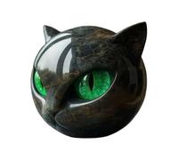 Figurina di pietra di gatto nero - statua del gatto con in marmo e occhi ambra | Ornamenti da giardino Scultura di figurina statue per esterni per la scrivania 'home office decorazioni