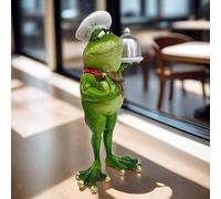 Figurina di rana chef realistica ornamento artificiale per tavolo libreria