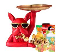 Figurina Di Resin Bulldog - Vassoio Di Stoccaggio Delle Statue Del Cane | Decorazione Della Tavola Di Sculture Per Animali Chiave Multifunzionale Per Cucina, Vanità Del Bagno, Vassoio, Decorativo Con