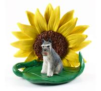 Figurina Di Schnauzer Con Girasole Grigia