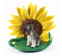 Figurina Di Schnauzer Con Girasole Grigia Non Tagliata