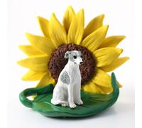 Figurina Di Whippet Con Girasole Grigia