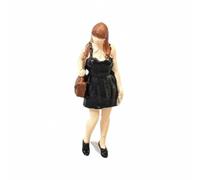 Figurina Donna in Abito Nero Decorazione 3D Statuetta Dipinta a Mano per Vetrina