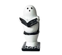 Figurina fantasma, Ghost Reading Book sulla statua del bagno, 1,77 x 2,75 x 4,33 pollici Scultura festiva gotica, Accento decorativo umoristico per uomini Tavolo da lavoro Workplace Workplace Women De