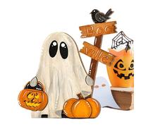 Figurina fantasma in legno, carine di Halloween in legno, forniture per feste spettrali per le vacanze per fattoria, uffici nei giorni feriali, Capodanno, porte, desktop, camere, case infestate,