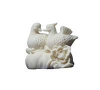 Figurina Feng Shui Mini Mandarin Ducks per coppie, statua di anatre di mandarino bianco da avorio finito per l'arredamento dell'ufficio, amanti