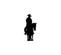 Figurina Gigante Di Un Cowboy A Cavallo - Nera - Dimensione Reale - Decorazione Originale