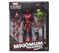 Figurina Marvel Legends Maximum Series Deadpool articolata con accessori e testa alternativa Rossa/Nera - Nouvo