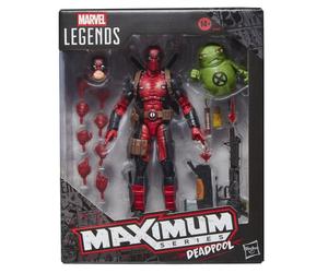 Figurina Marvel Legends Maximum Series Deadpool articolata con accessori e testa alternativa Rossa/Nera - Nouvo