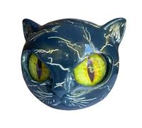 Figurina Per Gatti In Pietra Nera - Scultura Della Testa Del Gatto | Scultura Della Testa 'occhio Verde | Figurina In Pietra Animale In Resina | Texture In Marmo Moderno Mustsake Occhi Ambra Per I