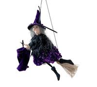 Figurina per le streghe - con personalizzato | Strega animata su Broom Stick - Statua in resina di Halloween con movimento e luci | Decorazioni per la casa con strega volante figurina da collezione pe