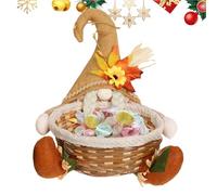Figurina per lo Spaventapasseri autunnali - 23x17x24 cm Gnome di peluche del Ringraziamento, cesto di cappello di paglia, supporto per caramelle autunnali | Ornamento del raccolto decorativo per il ce