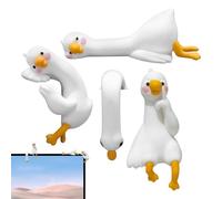 Figurina Per Monitor Del Computer,4 Pezzi Decorazioni Per Schermo Di Controllo Centrale Con Oche,Figure Animali Da Collezione | Per Casa Soggiorno Camera Da Ufficio Scaffale Armadio Feste Vacanze