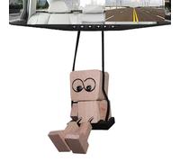 Figurina Per Uomo Specchio Per Auto - 4.5x6.5x8cm Manking Man Swinging Tipant, Divertente Figurina Da Scuotimento Della Gamba In Legno | Auto Interno Retrovisore Decorazione Dello Specchio Per Veicoli