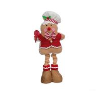 Figurina telescopica natalizia con gambe regolabili, a forma di biscotto, bambola da chef pasticcere, adatta per più superfici e feste (ragazzo)