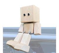Figurina Uomo di Legno con Scuotimento | Figura Artistica Piegabile | Design Base Magnetica Bambola d'Azione con Piedi Oscillanti Decorazione per Bambini Compleanno Casa Cruscotto