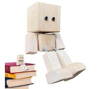 Figurina Uomo di Legno con Scuotimento - Figura Legno per Automobile,Design Base Magnetica Bambola d'Azione con Piedi Oscillanti Decorazione per Bambini Compleanno Casa Cruscotto