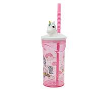 Bicchiere Con Cannuccia Coperchio in 3D Unicorno Girl in Tritan 360ml