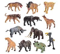 Figurine animali preistoriche, 12 pezzi, mini, realistiche, collezione, | 12 statuette, animali preistorici, mammut, tigre con denti a sciabola, realistici, collezione, decorazione, regalo, educativo