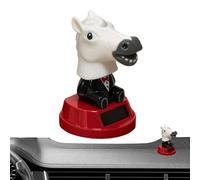 Figurine auto - Solar-Powered Cute Horse Head Desk Decor | Horses Dashboard Figurine | Solar-Powered Cute Horse Head Desk Decor | Car Wobble Bobble Dashboard Figures - For Vehicle Truck SUV