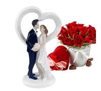 Figurine Da Sposa E Sposi - Figurina Per Topper Per Torta, Decorazioni Per Torta Nuziale Per Bambole Per Coppia Di Piccole Resine | Statue Decorative Affascinanti Per Matrimoni, Anniversari, Bombonier