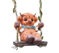 Figurine De Vache Des Highlands - Sculpture Décorative En Résine Avec Balançoire, Figurine Animale Pour Terrasse | Salon, Intérieur, Extérieur, Balcon, Cour, Jardin, Maison De Campagne, Ferme Et Décor