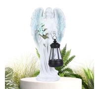 Figurine Di Angelo Da Giardino - 10.3x8.5x12,4 Cm Sculture Di Resina Con Lanterna Solare | Scultura D'arte Del Cortile Resistente Alle Intemperie | Decorazione Per La Casa Per Percorso Percorso