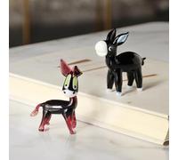 Figurine di asino in vetro soffiato a mano 2 pezzi-Sculture di asini in miniatura per decorazioni per la casa e l'ufficio, amanti degli animali
