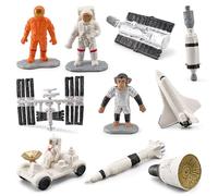 Figurine di astronauta Pace - Set di modelli in miniatura in PVC, razzo Saturno Traghetto spaziale Sputnik Moon Rover Telescopio Scimpanzé Abbigliamento Astronauta | Giocattolo educativo da collezione