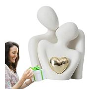 Figurine di coppia - Statue d'amore romantiche, sculture di coppia realizzate a mano | Elegante scultura moderna in ceramica Figura astratta romantica, figurine di coppia innamorata per l'anniversario