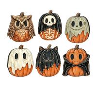 Figurine Di Halloween 6 Pezzi di Decorazioni Spaventose in Legno Vintage