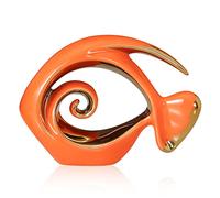Figurine di Pesci in Ceramica Arancione Oro - Decor Costiera per la Casa, Centrotavola Moderni a Tema Oceanico per Soggiorno, Bagno, Ufficio, Casa al Mare, Nautico, Litorale, Esposizione su Mensola