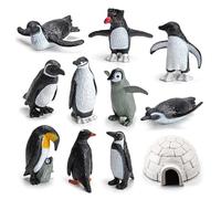 Figurine di pinguini artici, set di giocattoli mini pinguini da 11 pezzi, giocattolo realistico realistico per la ghiacciaia, set da gioco con figure di animali in plastica, modello di figurine in