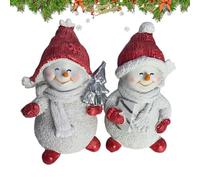 Figurine di pupazzo di neve - Decorazioni per le vacanze invernali | Ornamenti centrotavola in resina, statue decorative in 2 pezzi per tavolo da casa scrivania ufficio scaffale mensola del esp