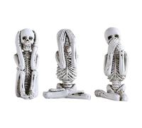 Figurine di scheletro, decorazioni di Halloween Teschio - Statuetta "Parla e non ascolta il male" Shelf Sitters,Scheletro umano finto per tutto il corpo da 3 pezzi per la casa, la decorazione di Hallo