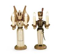 Figurine Natale Angelo E Bergmann Naturale Elettrico Illuminato Incl.
