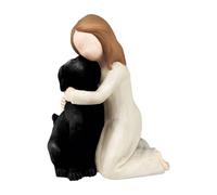 Figurine per gli amanti dei cani, statua di cane che abbraccia la ragazza, adorabile statuetta di ragazza e cane, regalo commemorativo dell'amicizia con angelo del cane, figure scolpite a mano per gli