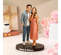 Figurine Personalizzata con Foto & Base in Legno, Statuetta 3D Personalizzata per Decorazione Scrivania, Regalo San Valentino Personalizzato per Lei & Lui, Personalizzata Idea Regalo per Uomo & Donna