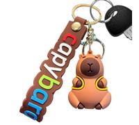 Figurine Porte-Clés Capybara Drôle - Breloque Sac Animal Mignon 6.6cm, Accessoire Clés Voiture Maison Portable, Jouet Capybara avec Design Détaillé Unique | Cadeau pour Amateurs d'Animaux et