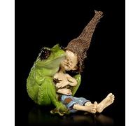 Figurine Shop GmbH Pixie Folletto Fantasy - Rana coccole Nano Gnom, statuetta decorativa, statuetta, statuetta da collezione, H 13 cm