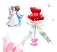Figurine torta Matrimonio, Simpatici accessori per coppie con palloncini, decorazione per interni auto di coppia, Coppia di Statuette per Nuziale, Decorazione per Torte per Matrimonio, Compleanno